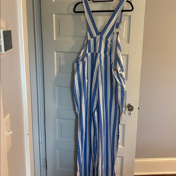 Game Bibs Blue and White Striped Overalls - Picture 4 of 4